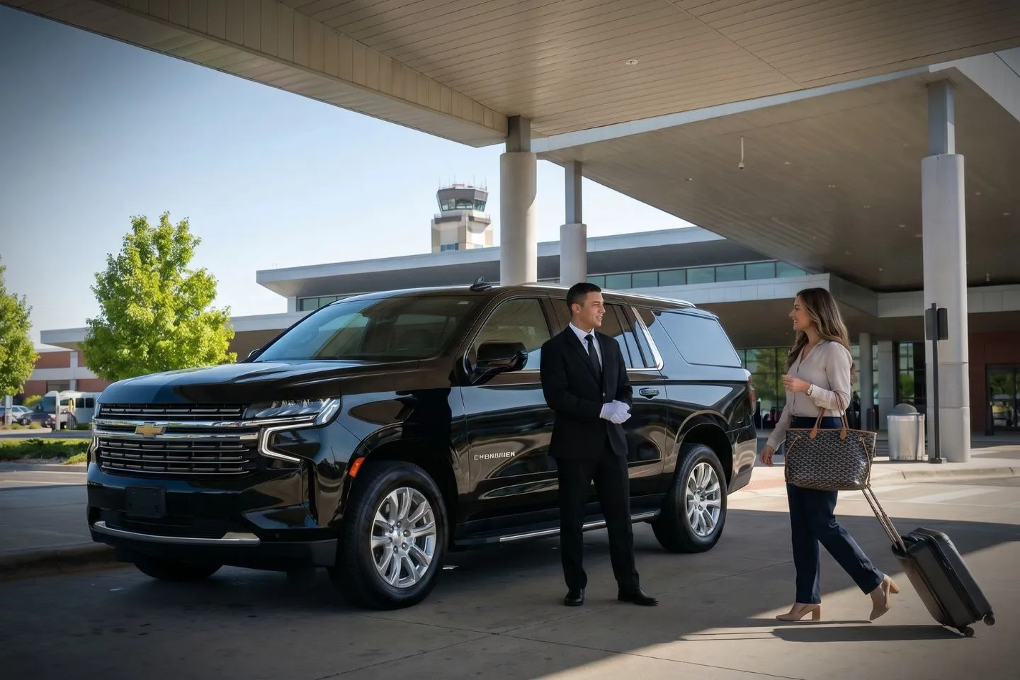 Kalamazoo Battle Creek International (AZO) Airport Car Service Premium Cadillac Escalade providing Kalamazoo AZO airport car service to Stryker Corporation headquarters and Pfizer Kalamazoo