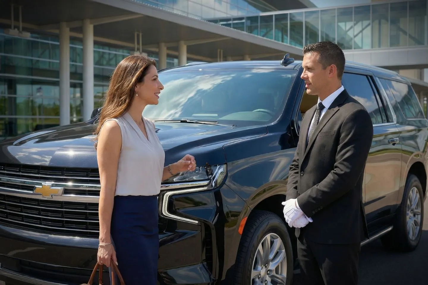Duluth International (DLH) Airport Car Service Professional chauffeur greeting passenger at DLH baggage claim arrivals area