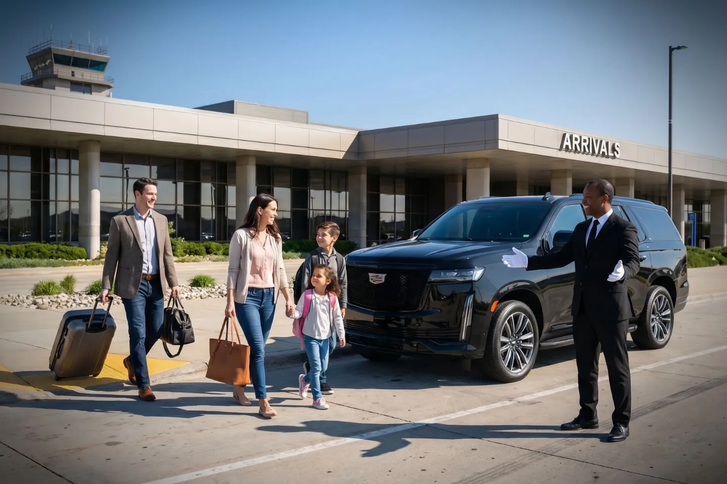 Capital Region International (LAN) Airport Car Service Union Limousine chauffeur greeting state government guest at LAN Capital Region International airport baggage claim