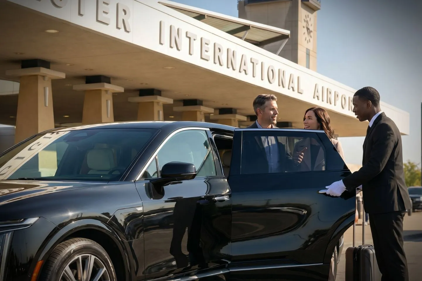 Rochester International (RST) Airport Car Service Professional chauffeur greeting passenger at RST baggage claim arrivals area