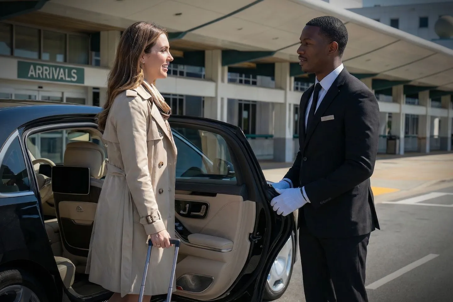 Jackson-Medgar Wiley Evers International (JAN) Airport Car Service Professional chauffeur greeting passenger at JAN baggage claim arrivals area