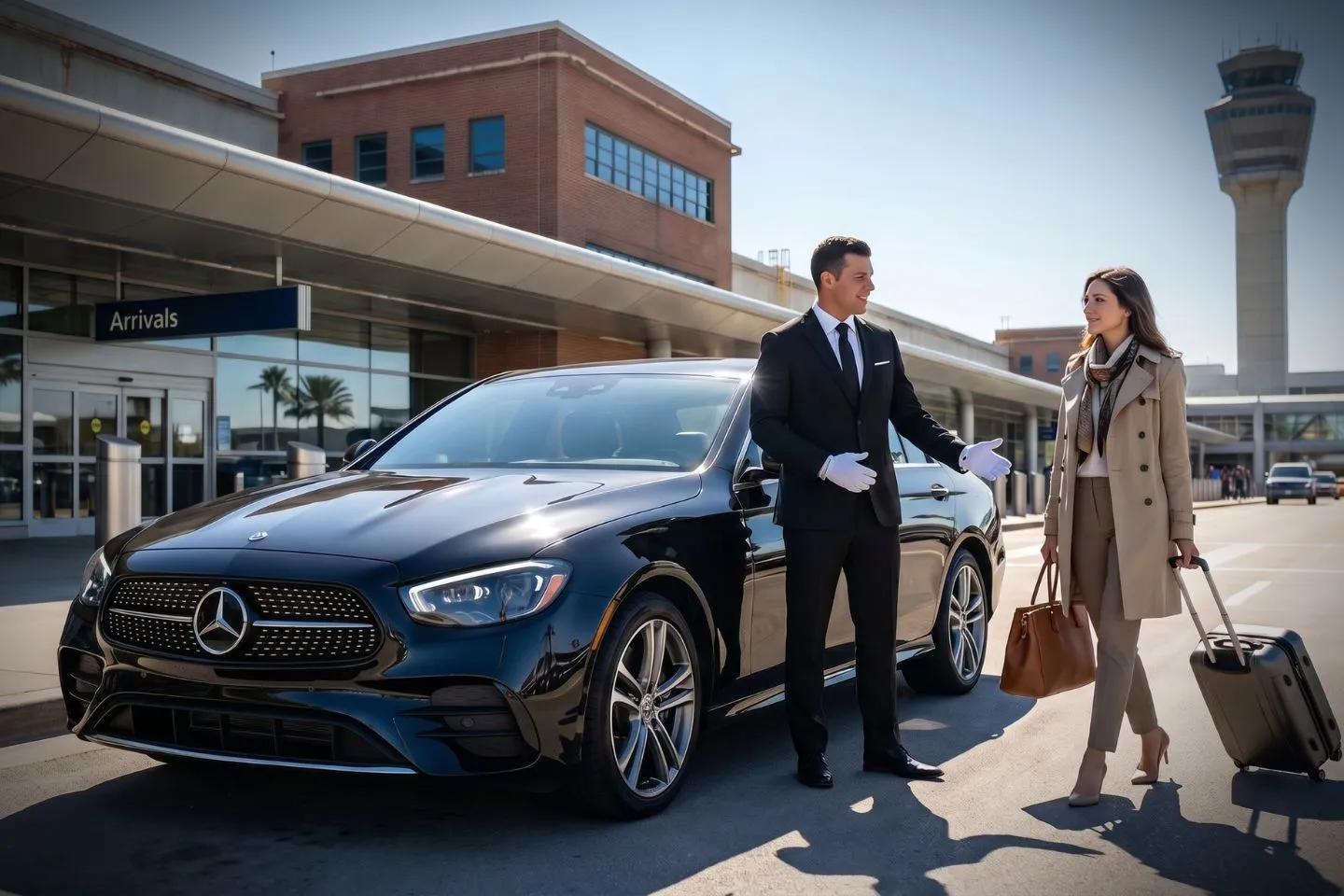 Willow Run (YIP) Airport Car Service 56. Union Limousine chauffeur greeting cargo aviation guest at YIP Willow Run Airport baggage claim