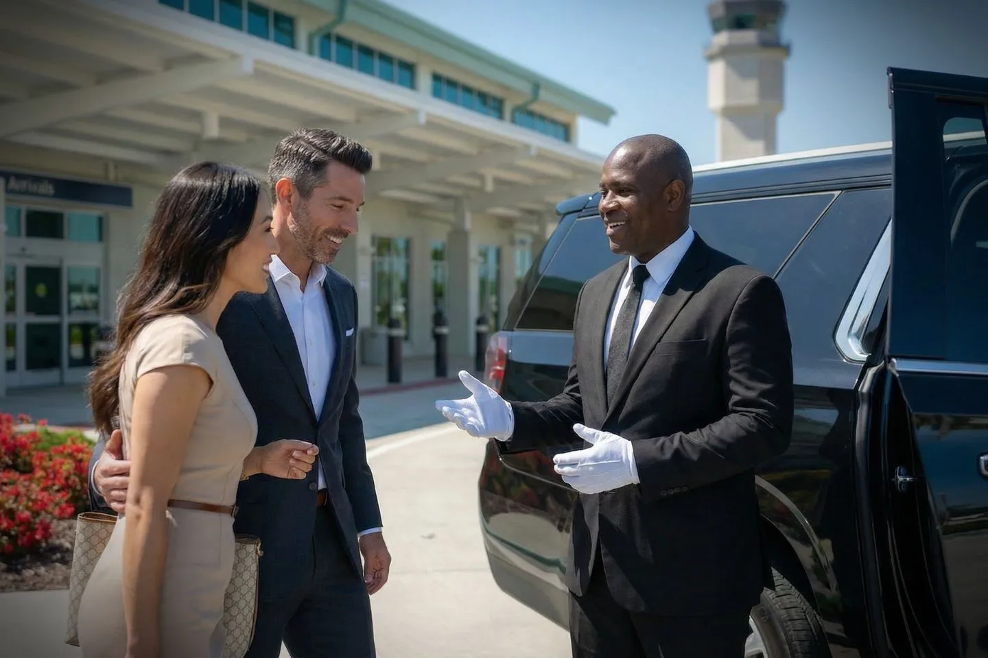 Gulfport-Biloxi International (GPT) Airport Car Service Professional chauffeur greeting passenger at GPT baggage claim arrivals area