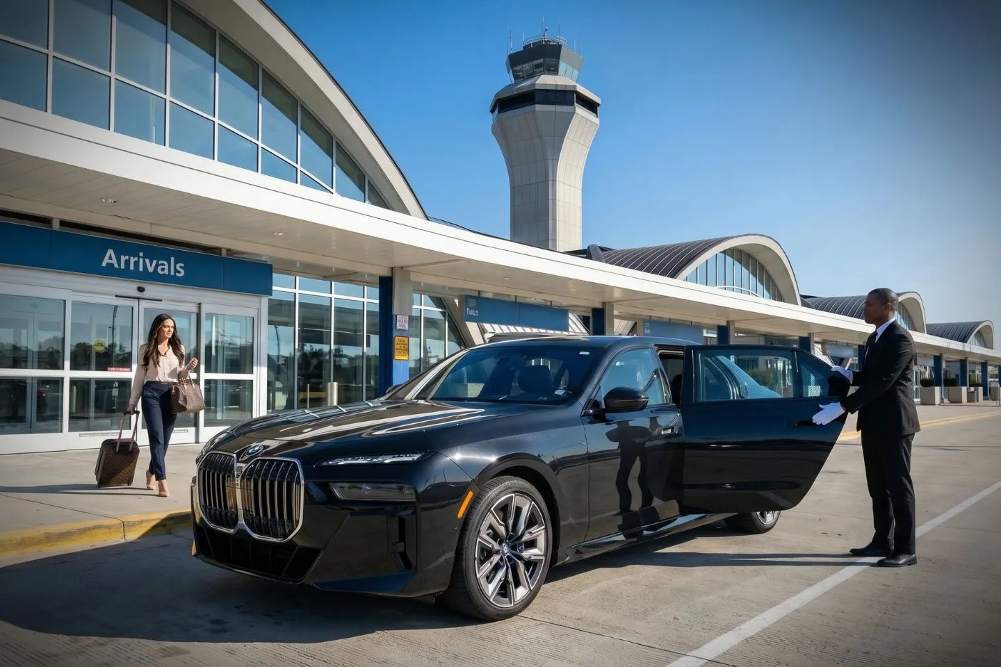 St. Louis Lambert International (STL) Airport Car Service Sprinter van for group transfers from STL to Gateway Arch in downtown St. Louis