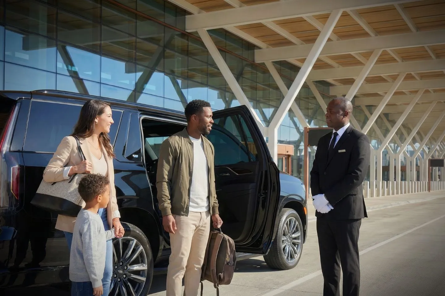 Kansas City International (MCI) Airport Car Service Professional chauffeur greeting passenger at MCI baggage claim arrivals area