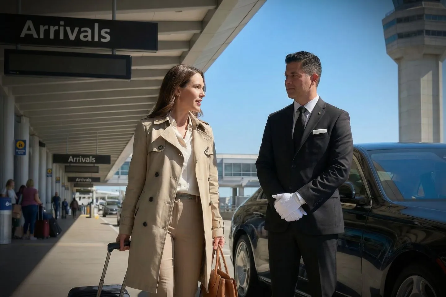 Charles B. Wheeler Downtown (MKC) Airport Car Service Professional chauffeur greeting passenger at MKC FBO lobby private aviation arrivals