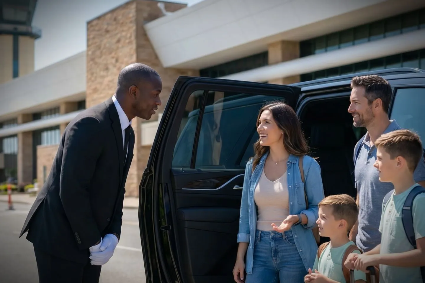 Billings Logan International (BIL) Airport Car Service Union Limousine chauffeur greeting energy industry executive at BIL Billings Logan International airport baggage claim