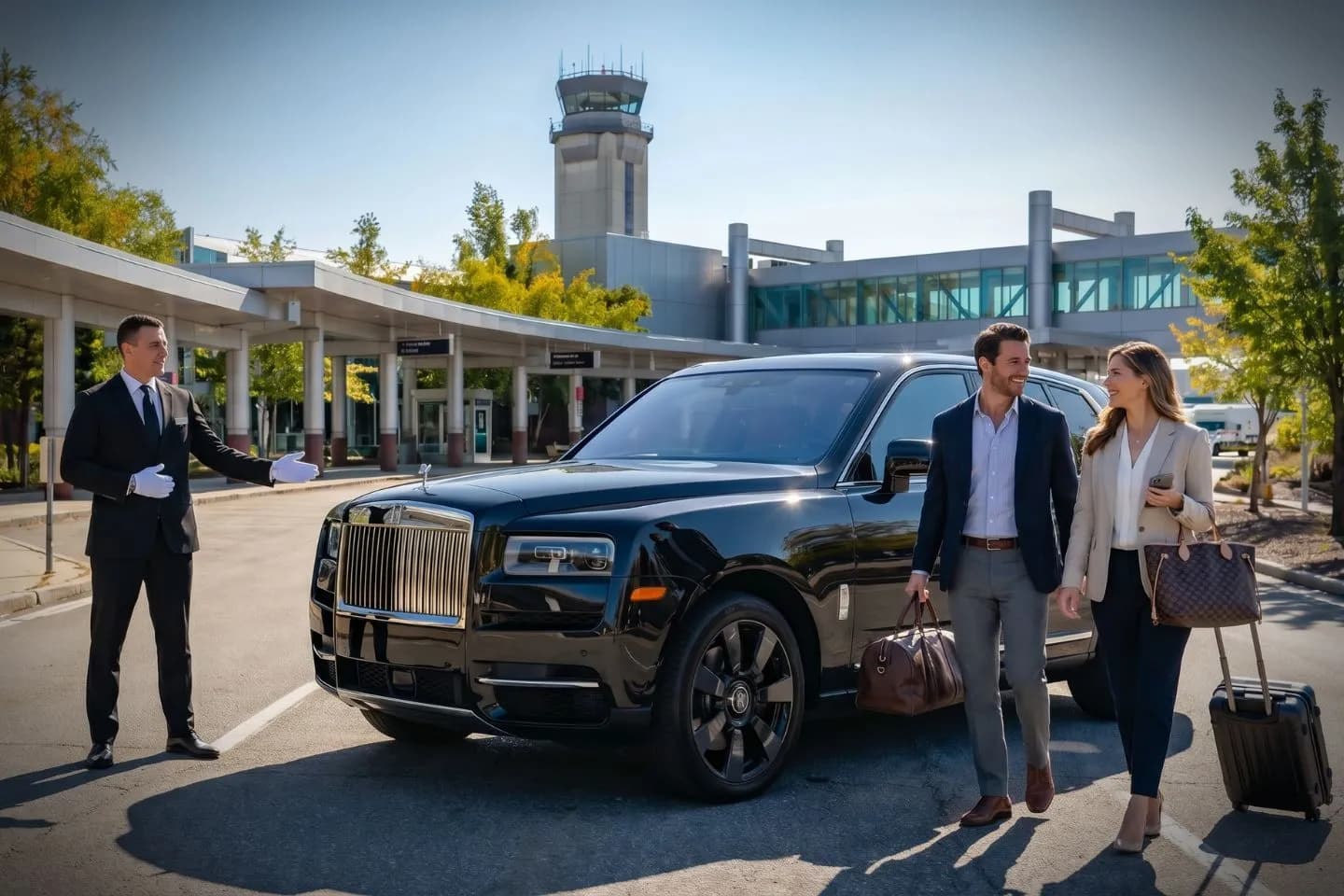 Manchester Boston Regional (MHT) Airport Car Service Union Limousine chauffeur greeting executive at MHT Manchester Boston Regional airport baggage claim