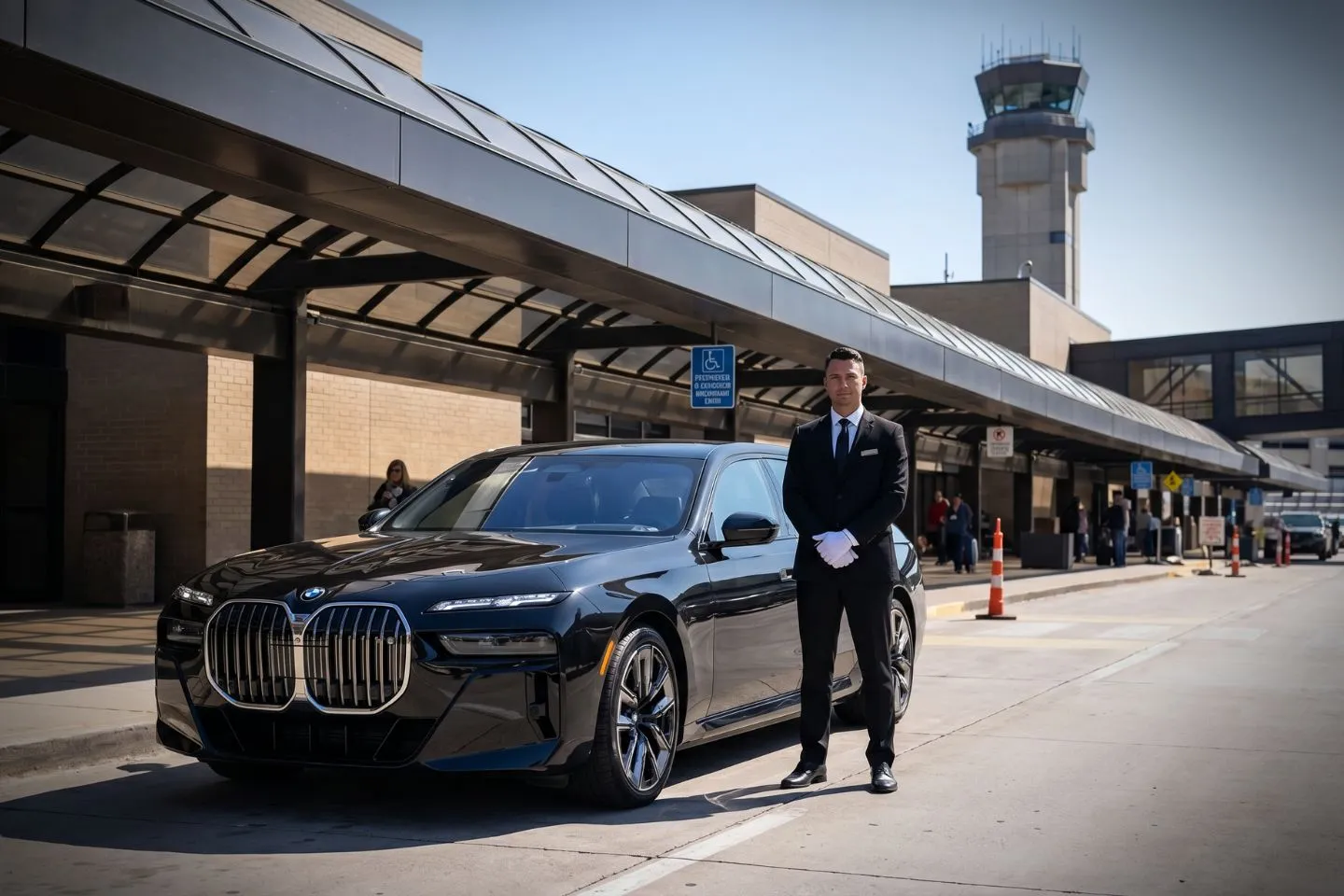 Eppley Airfield (OMA) Airport Car Service Premium SUV ready for OMA airport pickup near downtown Omaha and Old Market