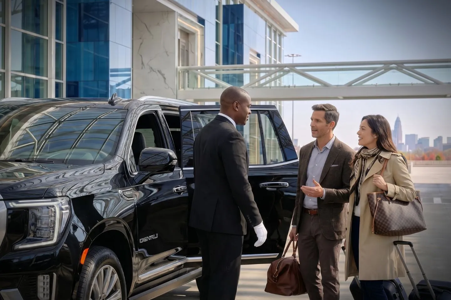 Charlotte Douglas International (CLT) Airport Car Service Professional chauffeur greeting passenger at CLT baggage claim arrivals area