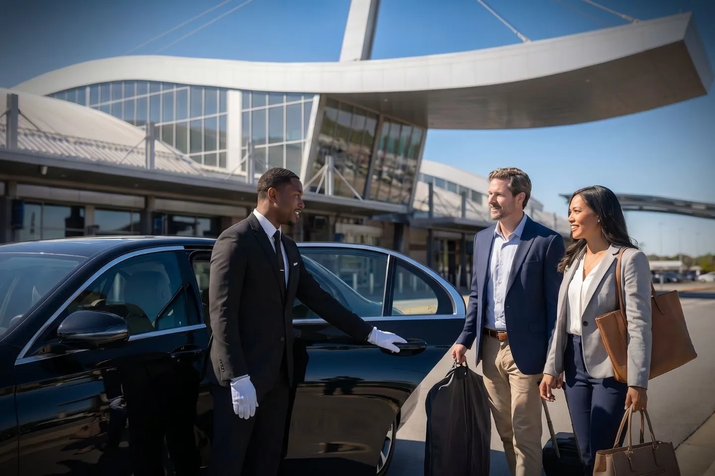 Raleigh Durham International (RDU) Airport Car Service Professional chauffeur greeting passenger at RDU baggage claim arrivals area