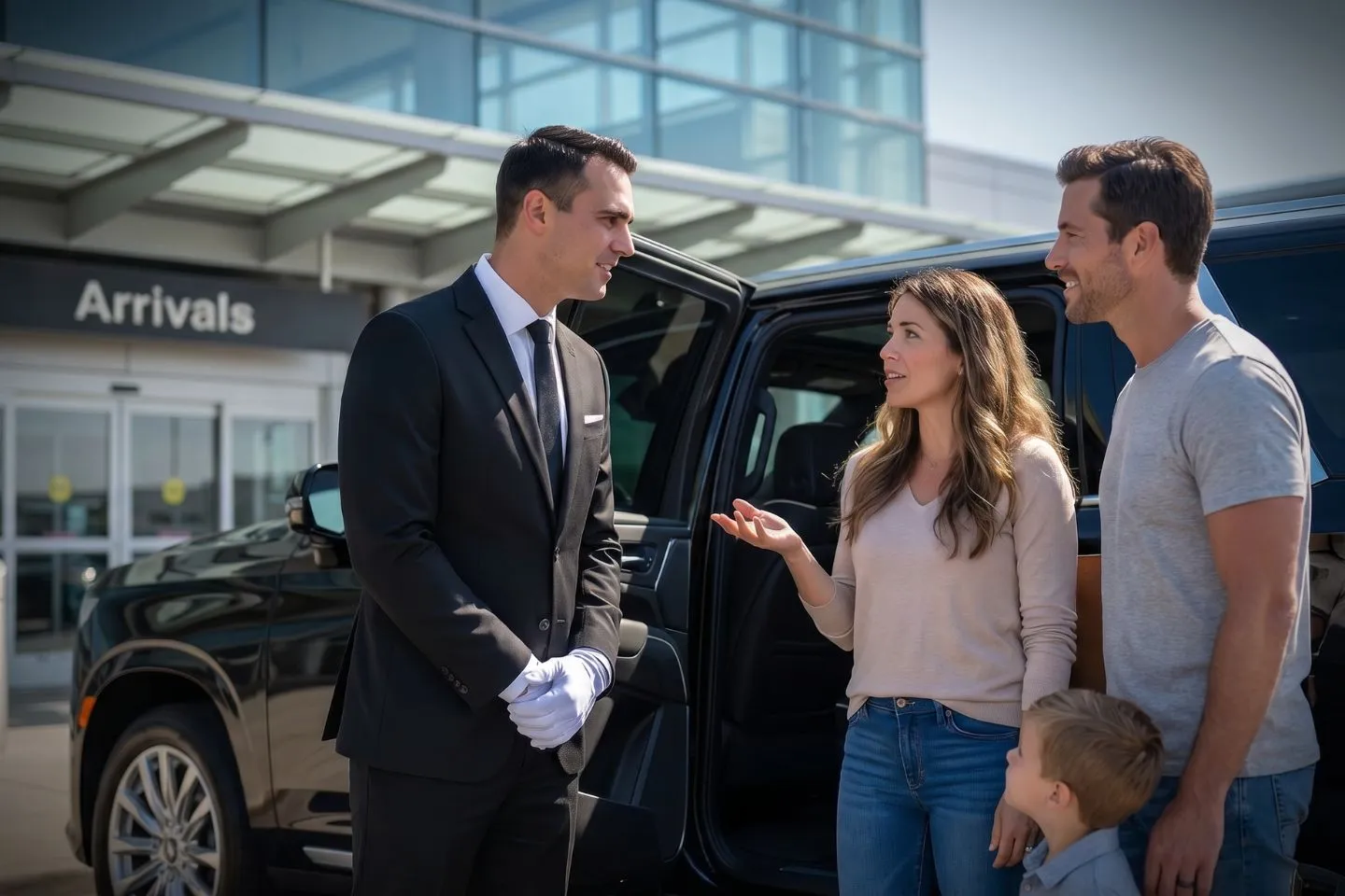 Lebanon Municipal (LEB) Airport Car Service Union Limousine chauffeur greeting Dartmouth parent at LEB Lebanon Municipal airport baggage claim