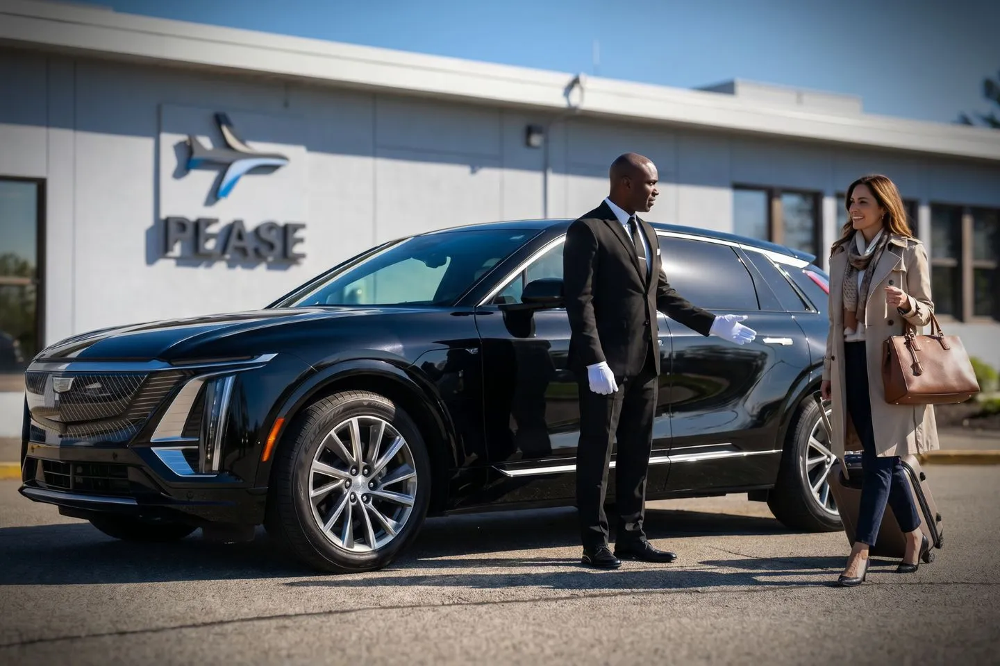 Portsmouth International (PSM) Airport Car Service Union Limousine chauffeur greeting Pease Tradeport executive at PSM Portsmouth International airport at Pease baggage claim
