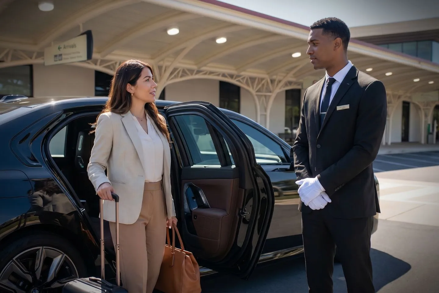 Fayetteville Regional (FAY) Airport Car Service Professional chauffeur greeting passenger at FAY baggage claim arrivals area