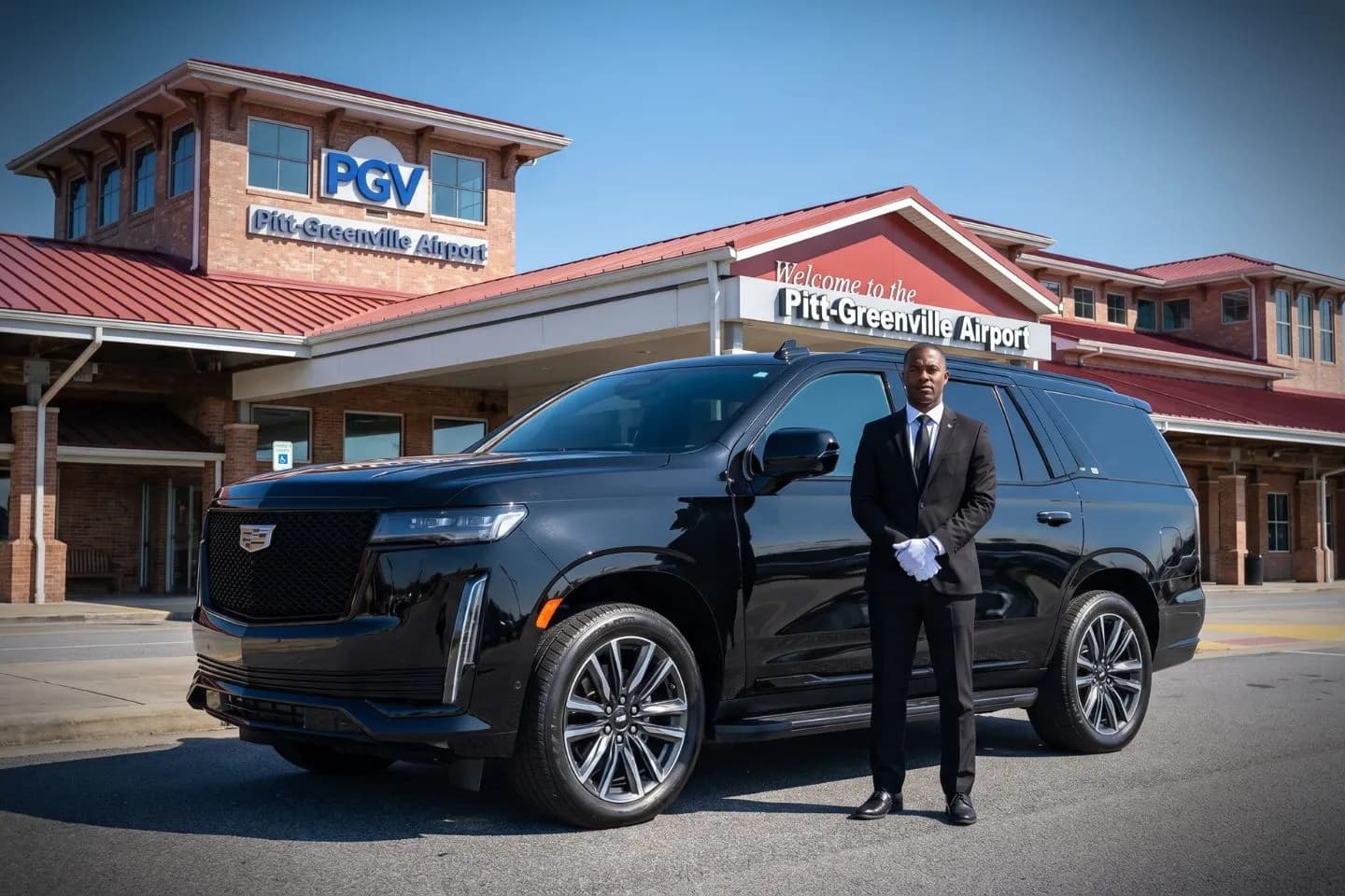 2Pitt Greenville (PGV) Airport Car Service Premium SUV ready for PGV airport pickup near East Carolina University campus