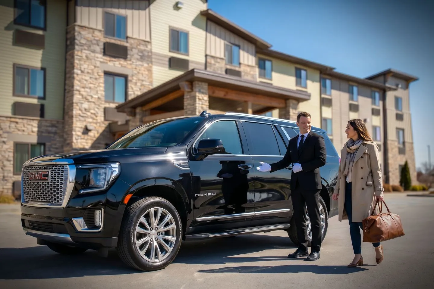 Bismarck Municipal (BIS) Airport Car Service Premium Cadillac Escalade providing Bismarck BIS airport car service to the North Dakota State Capitol and downtown Bismarck