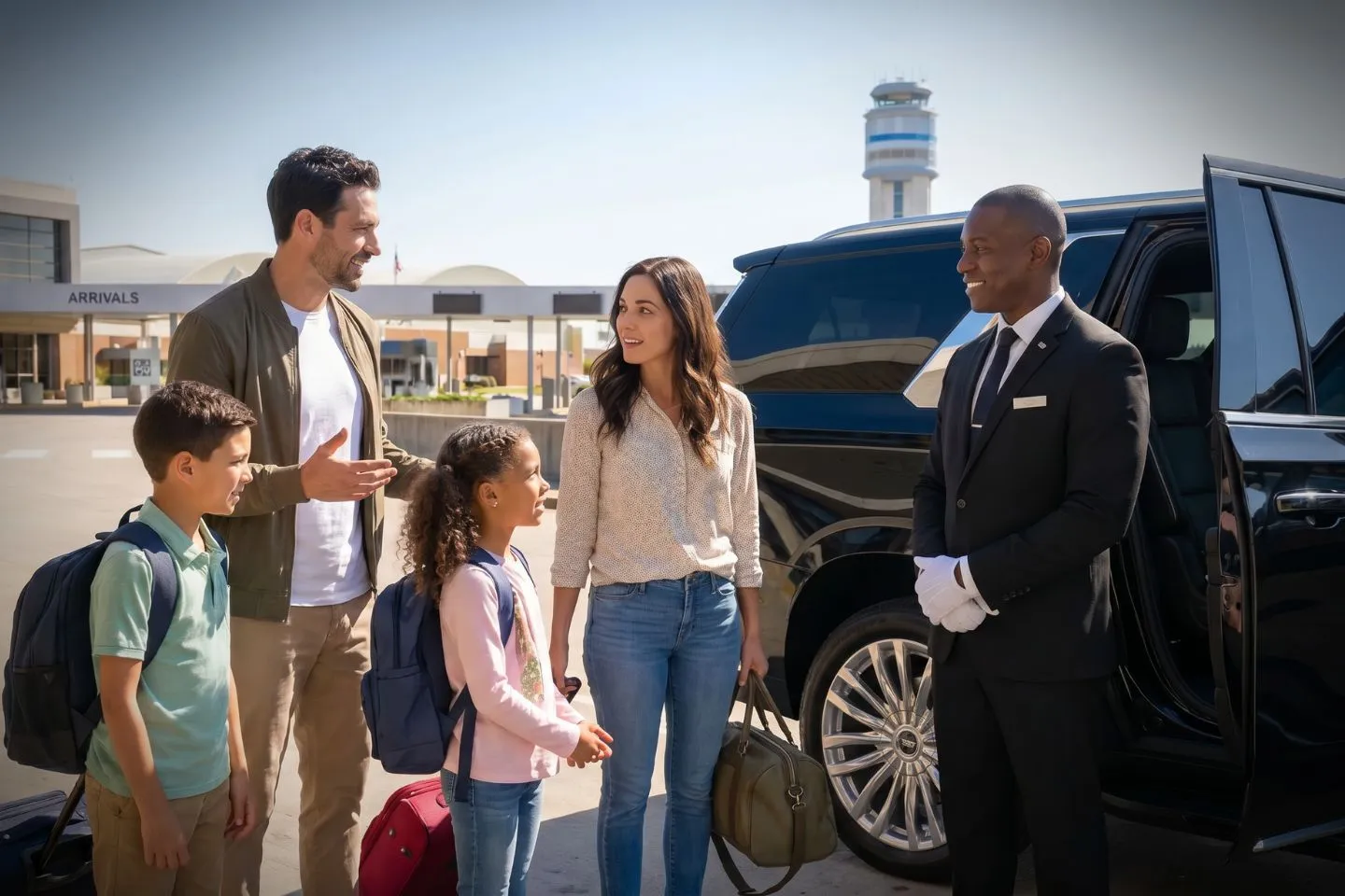 Cleveland Hopkins International (CLE) Airport Car Service Professional chauffeur greeting passenger at CLE baggage claim arrivals area