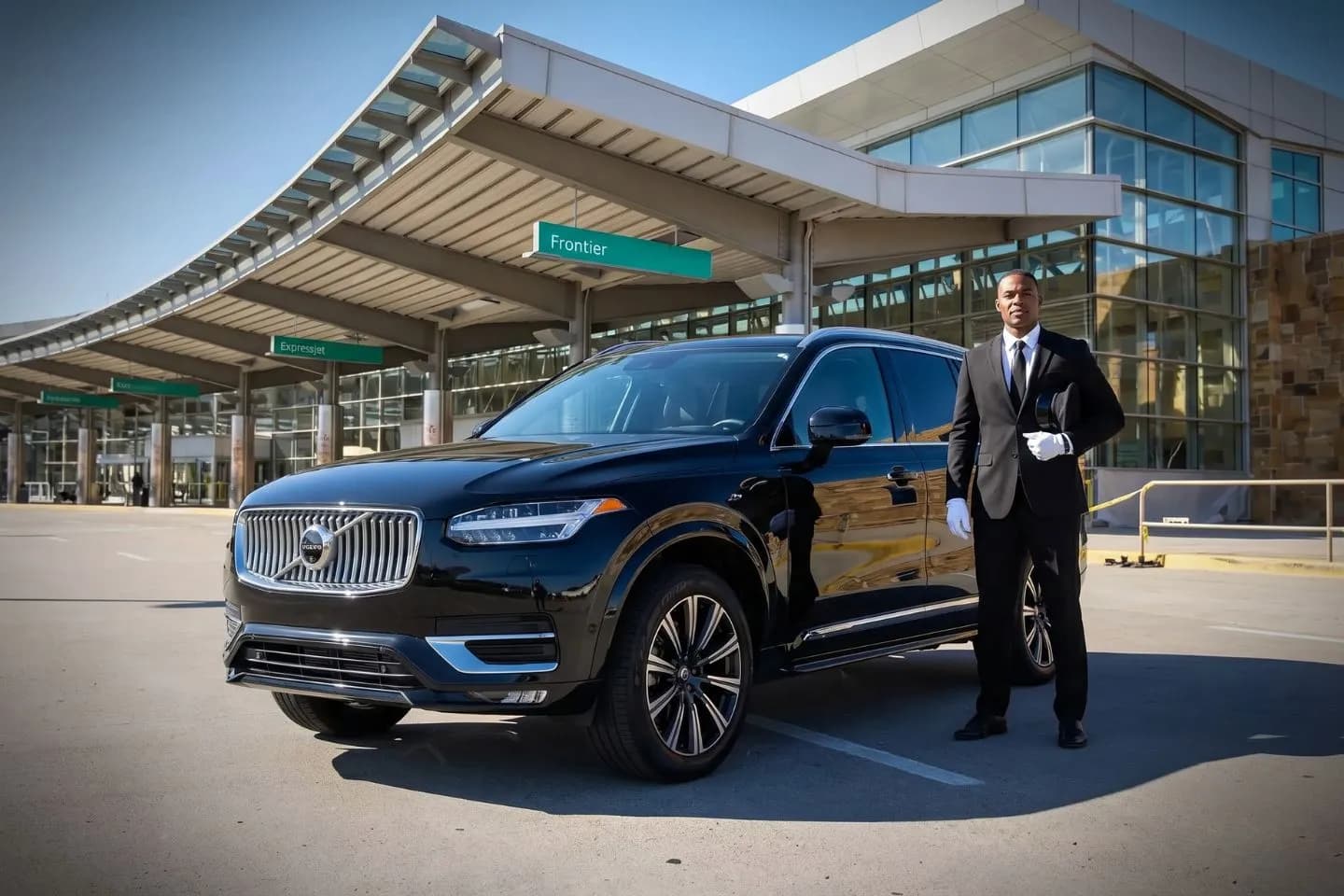 Will Rogers World Airport (OKC) Airport Car Service Black Cadillac Escalade chauffeured car at Will Rogers World airport for ride to University of Oklahoma Norman campus
