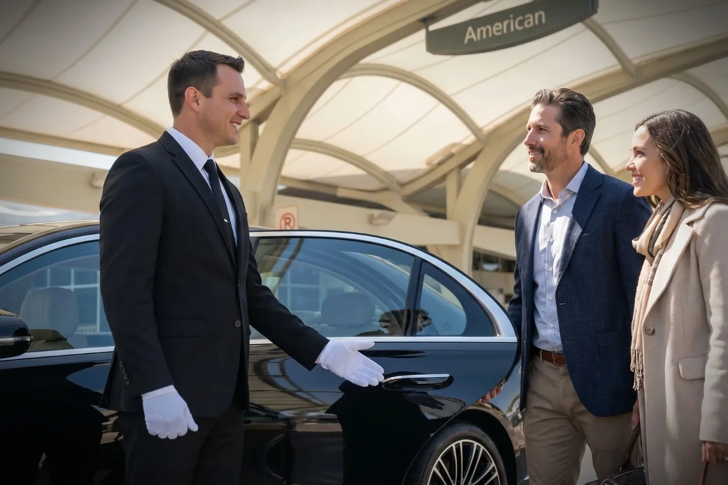 Tulsa International Airport (TUL) Airport Car Service Union Limousine chauffeur greeting energy industry executive at TUL Tulsa International airport baggage claim