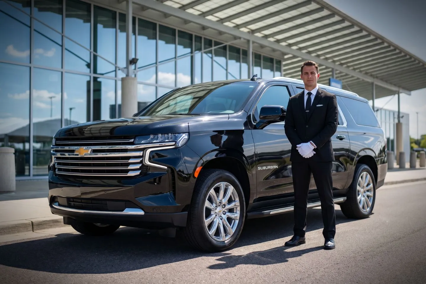 Cincinnati/Northern Kentucky International (CVG) Airport Car Service Premium SUV ready for CVG airport pickup near downtown Cincinnati Ohio