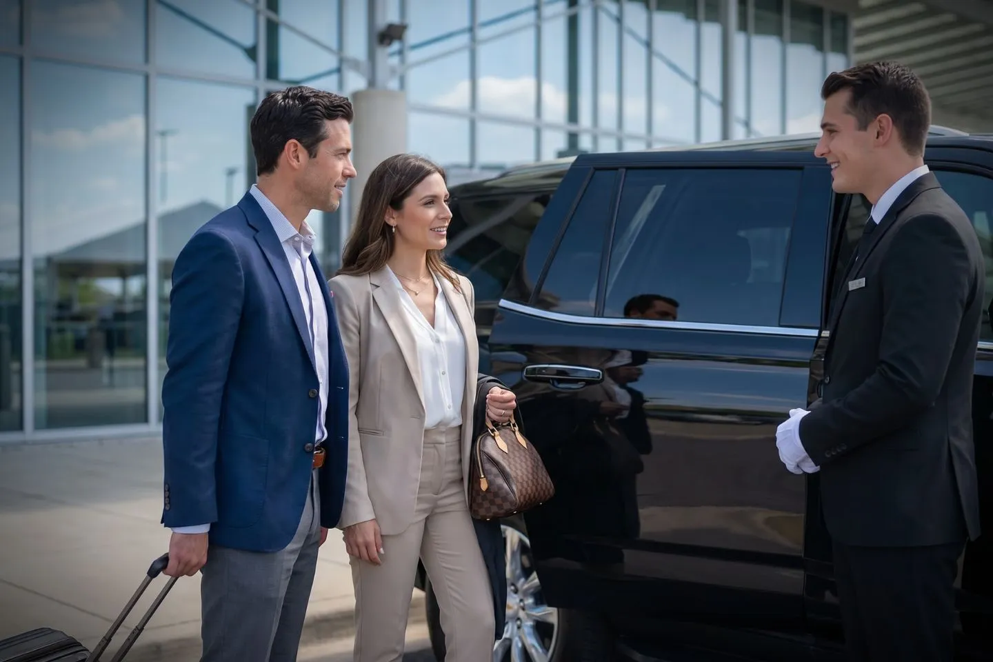 Cincinnati/Northern Kentucky International (CVG) Airport Car Service Professional chauffeur greeting passenger at CVG baggage claim arrivals area