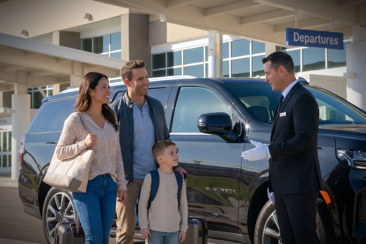 Rogue Valley International Medford (MFR) Airport Car Service Premium Cadillac Escalade providing Medford MFR airport car service to Ashland Oregon and the Oregon Shakespeare Festival