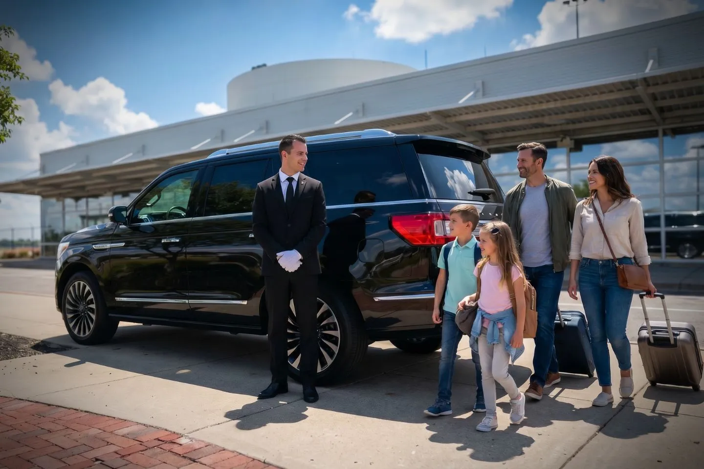 Rickenbacker International (LCK) Airport Car Service Sprinter van for group transfers from Rickenbacker Airport to downtown Columbus