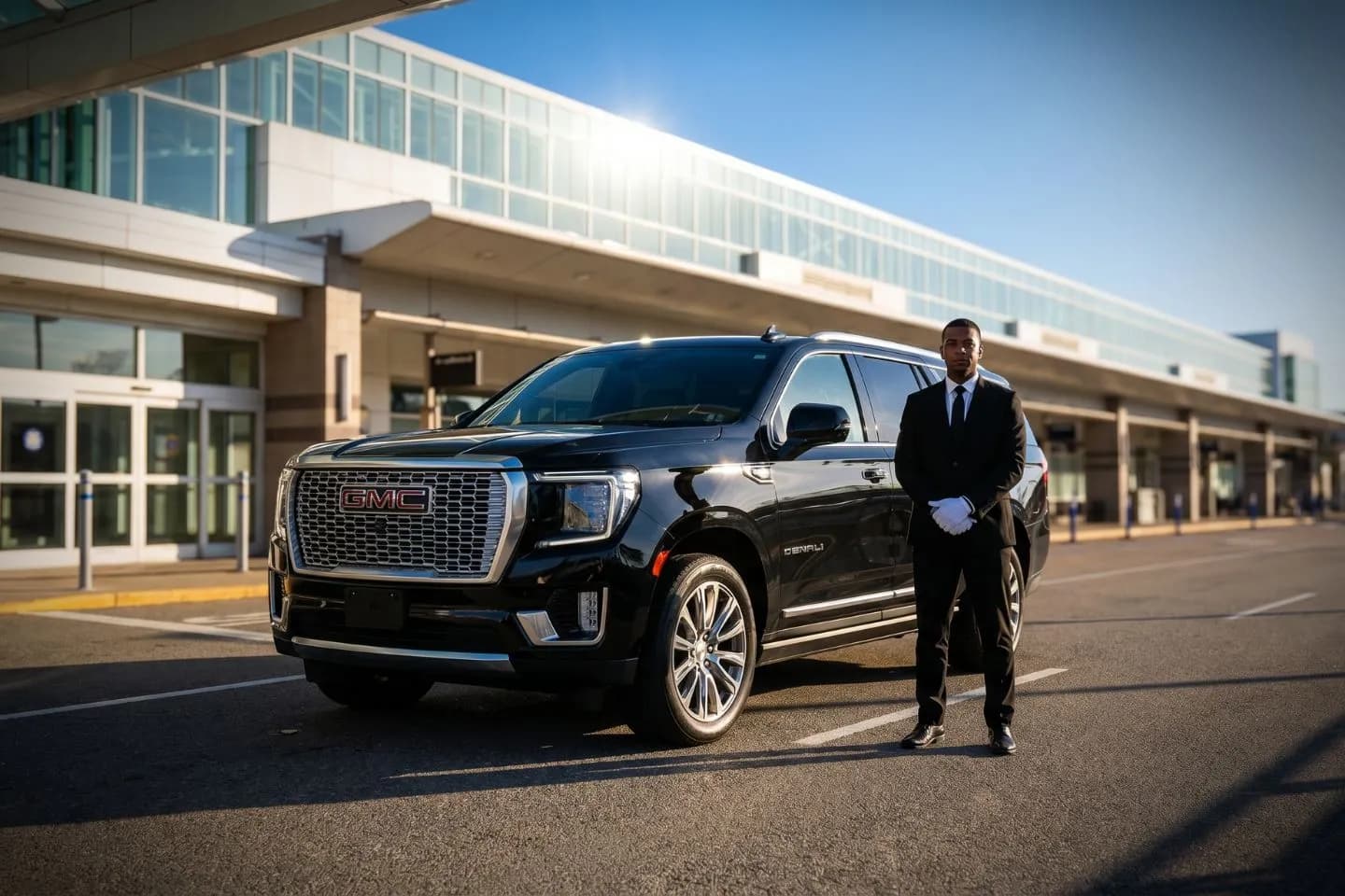 Akron Canton (CAK) Airport Car Service Premium SUV ready for CAK airport pickup near Pro Football Hall of Fame in Canton