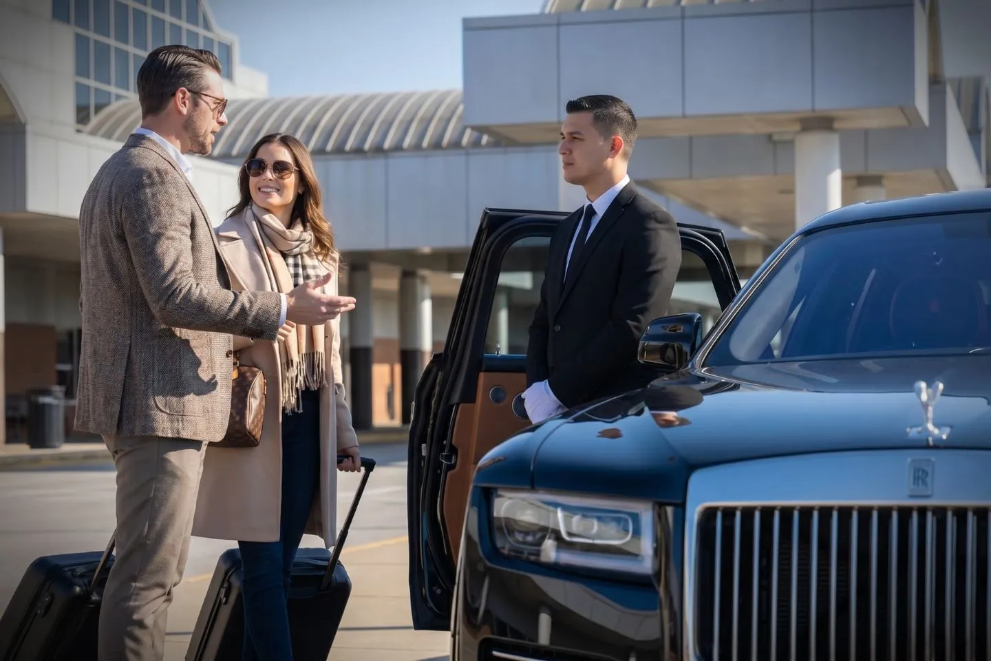Dayton International (DAY) Airport Car Service Professional chauffeur greeting passenger at DAY baggage claim arrivals area