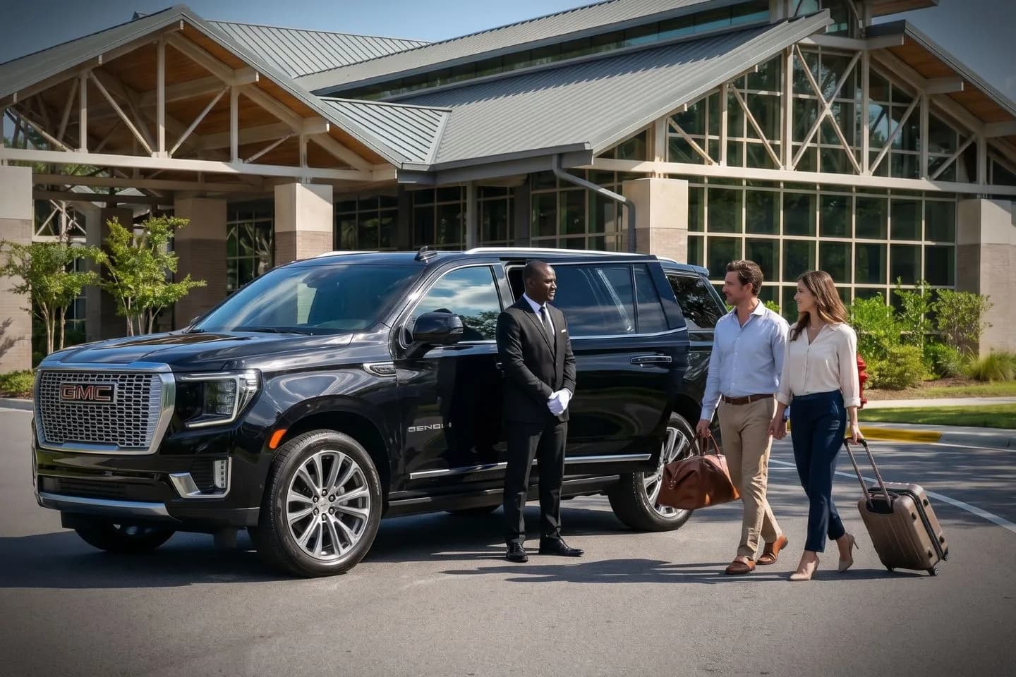 Hilton Head Island (HHH) Airport Car Service Union Limousine chauffeur greeting RBC Heritage golfer at HHH Hilton Head Island airport baggage claim