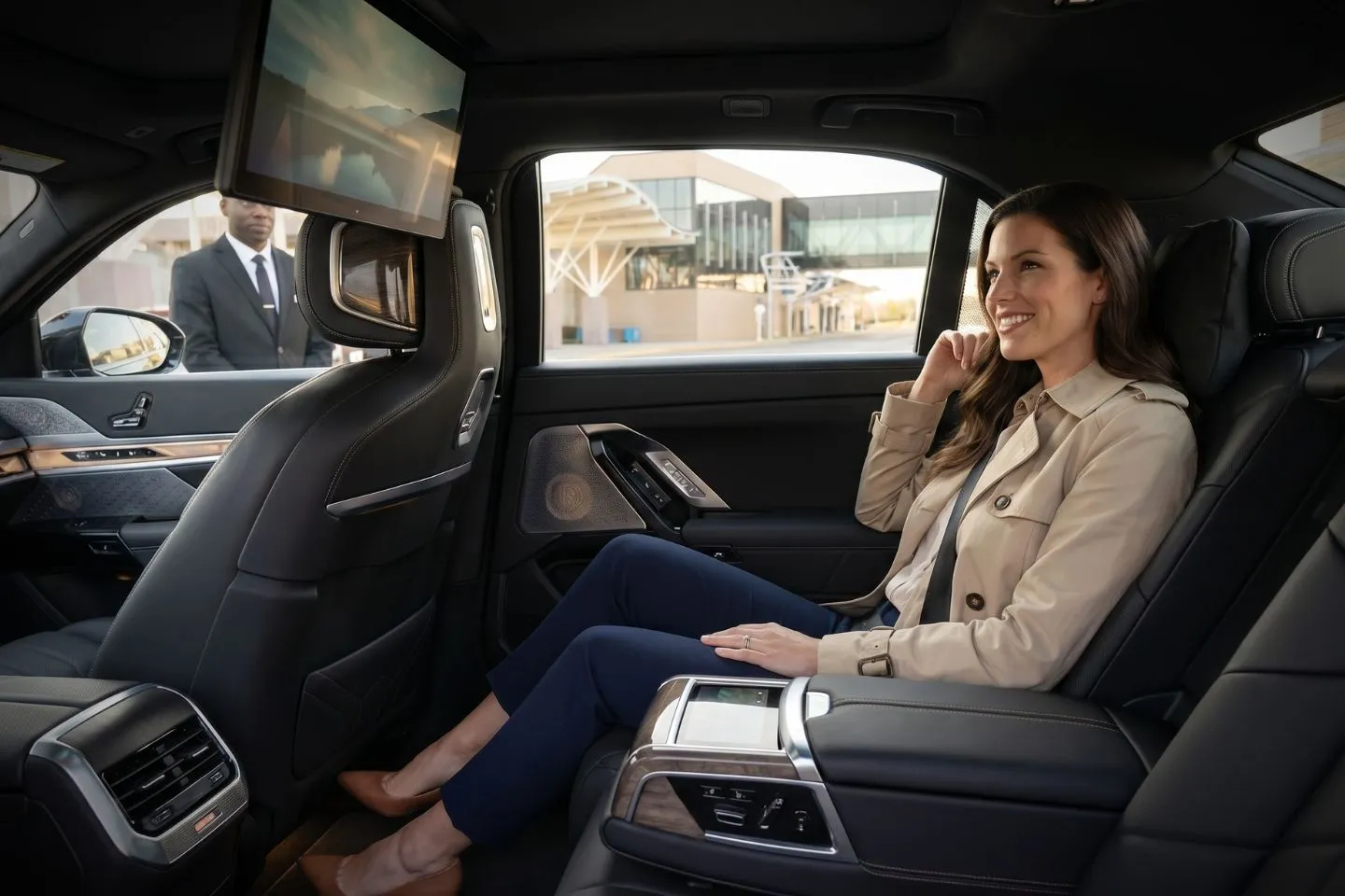 Sioux Falls Regional (FSD) Airport Car Service Mercedes Benz S Class offering FSD airport transportation to Sanford Health and Avera Health corporate headquarters