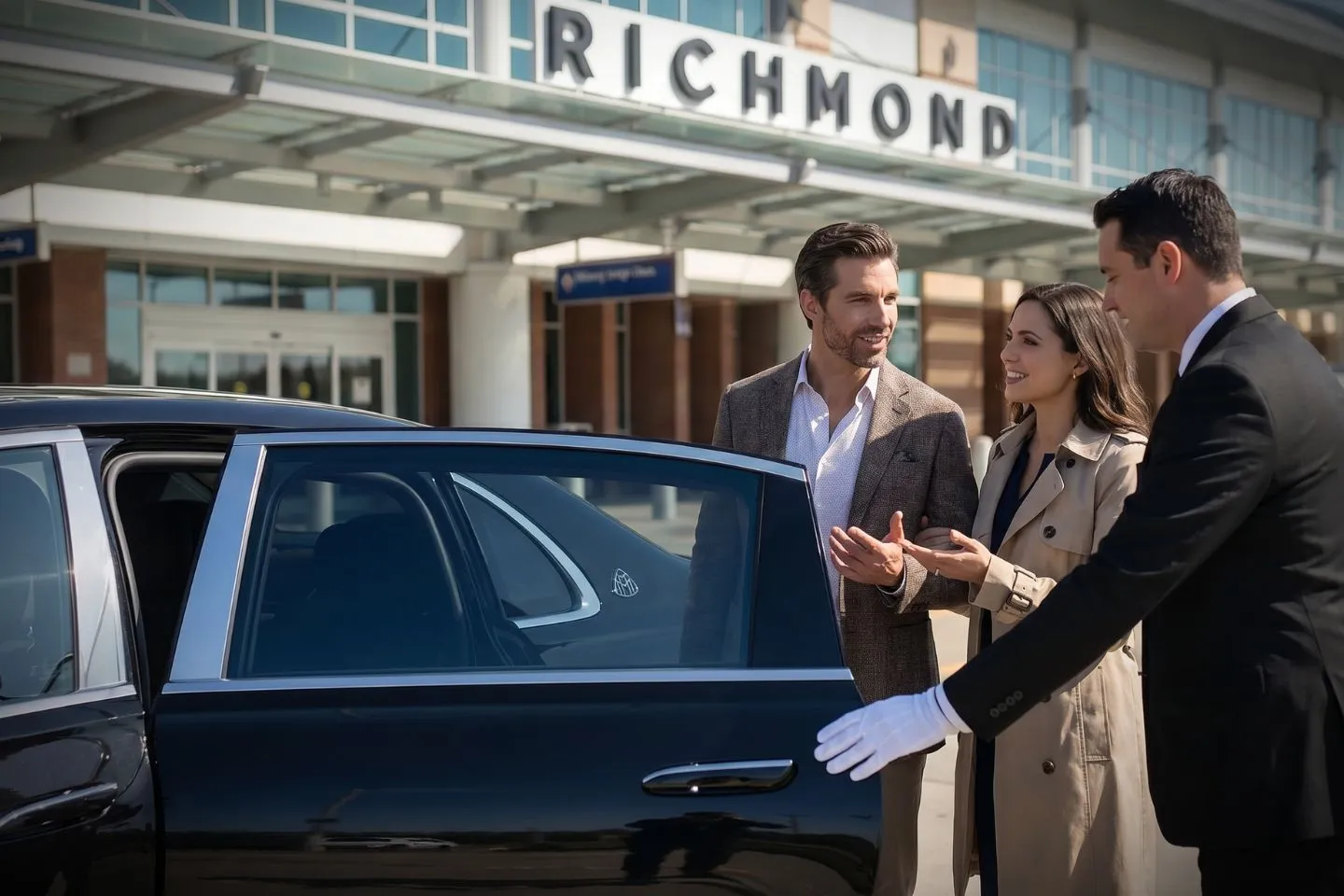 Richmond International (RIC) Airport Car Service Professional chauffeur greeting passenger at RIC baggage claim arrivals area