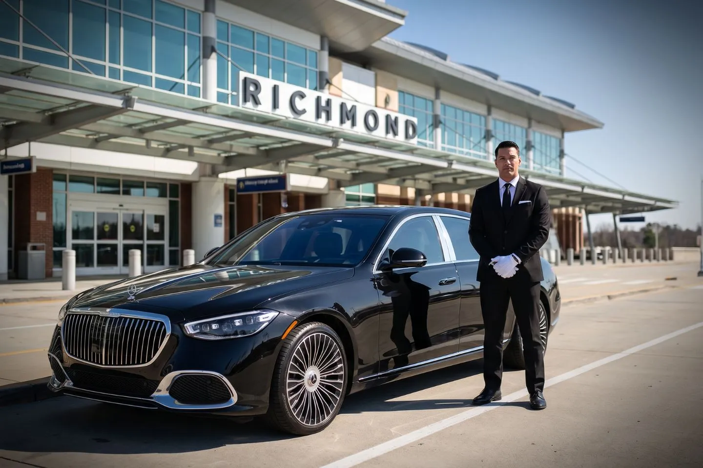 Richmond International (RIC) Airport Car Service Premium SUV ready for RIC airport pickup near downtown Richmond and Capitol Square