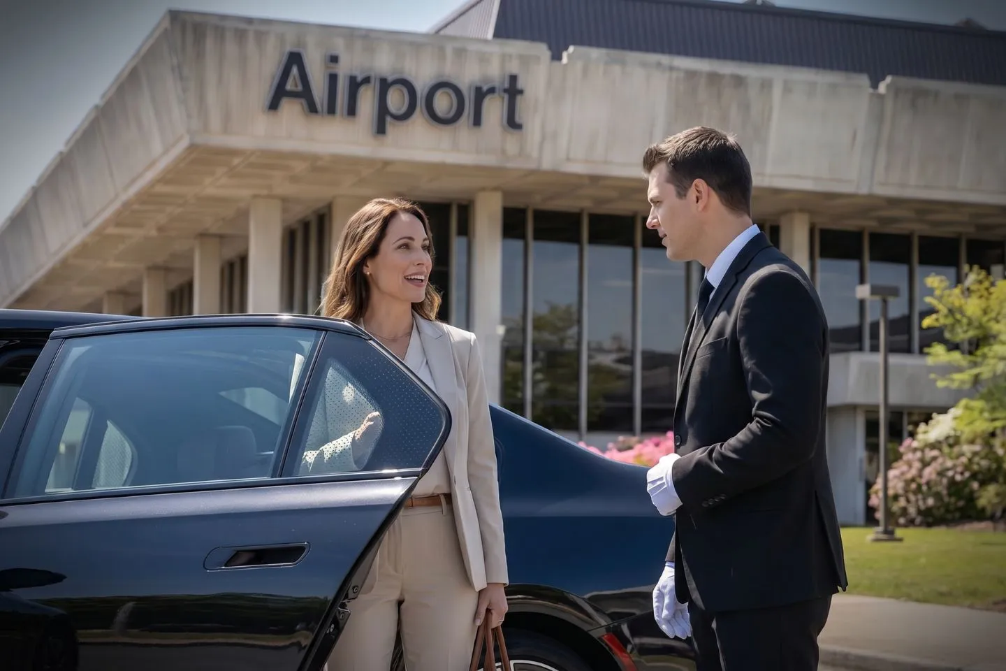 Norfolk International (ORF) Airport Car Service Professional chauffeur greeting passenger at ORF baggage claim arrivals area