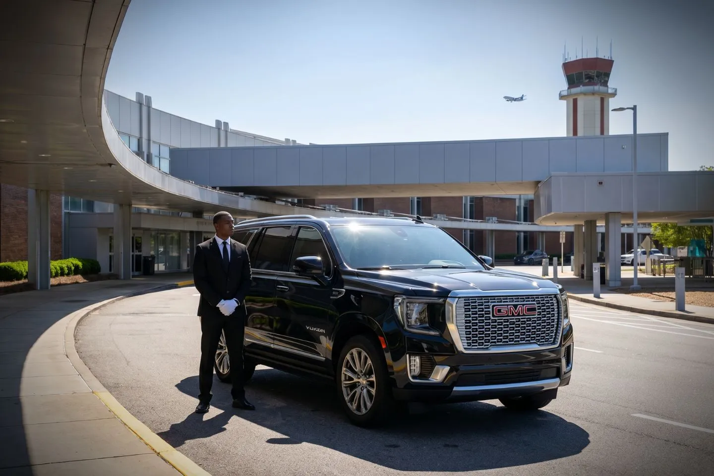 Newport News/Williamsburg International (PHF) Airport Car Service Premium SUV ready for PHF airport pickup near Colonial Williamsburg historic area