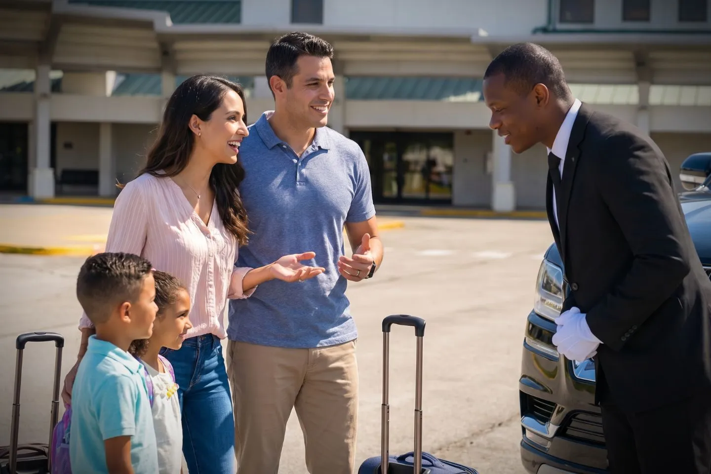 West Virginia International Yeager (CRW) Airport Car Service Professional chauffeur greeting passenger at CRW baggage claim arrivals area