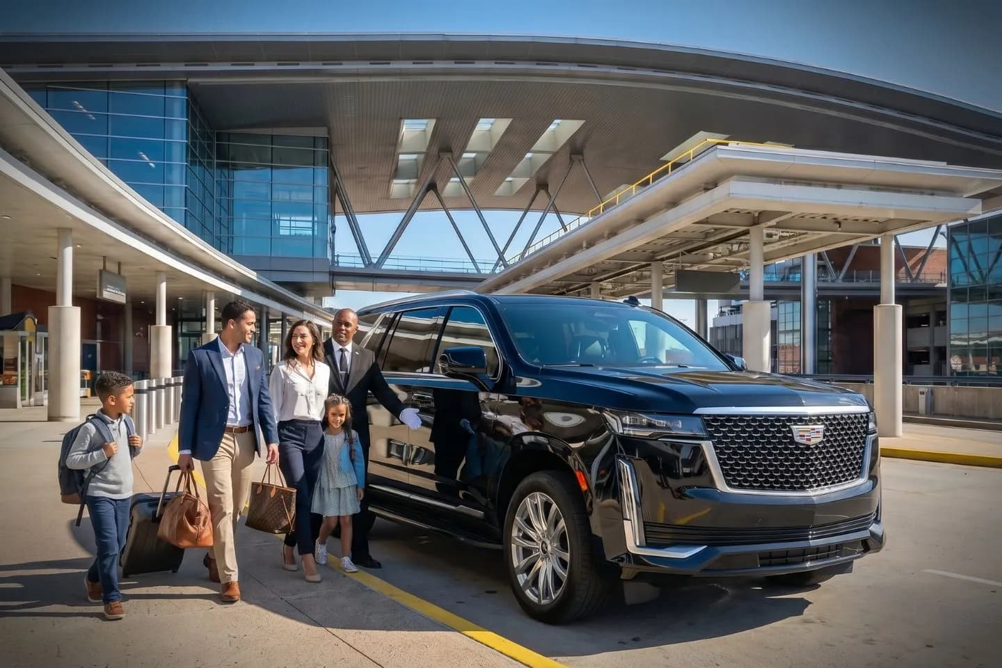 Nashville International (BNA) Airport Car Service Premium Cadillac Escalade providing Nashville BNA airport car service to downtown Nashville and Broadway honky tonks