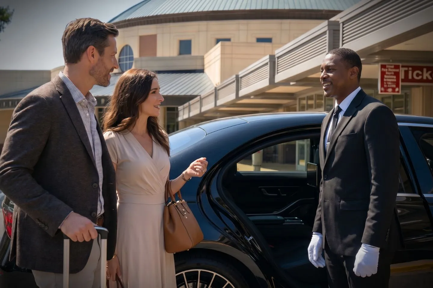 Chattanooga Metropolitan (CHA) Airport Car Service Union Limousine chauffeur greeting Volkswagen executive at CHA Chattanooga Metropolitan airport baggage claim