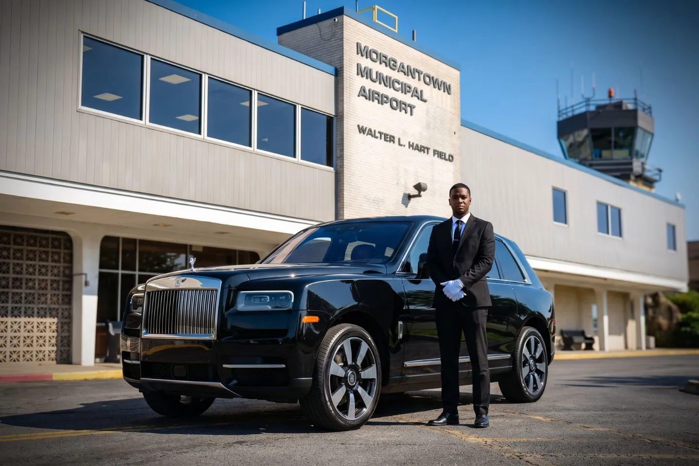 Morgantown Municipal (MGW) Airport Car Service Premium SUV ready for MGW airport pickup near West Virginia University campus