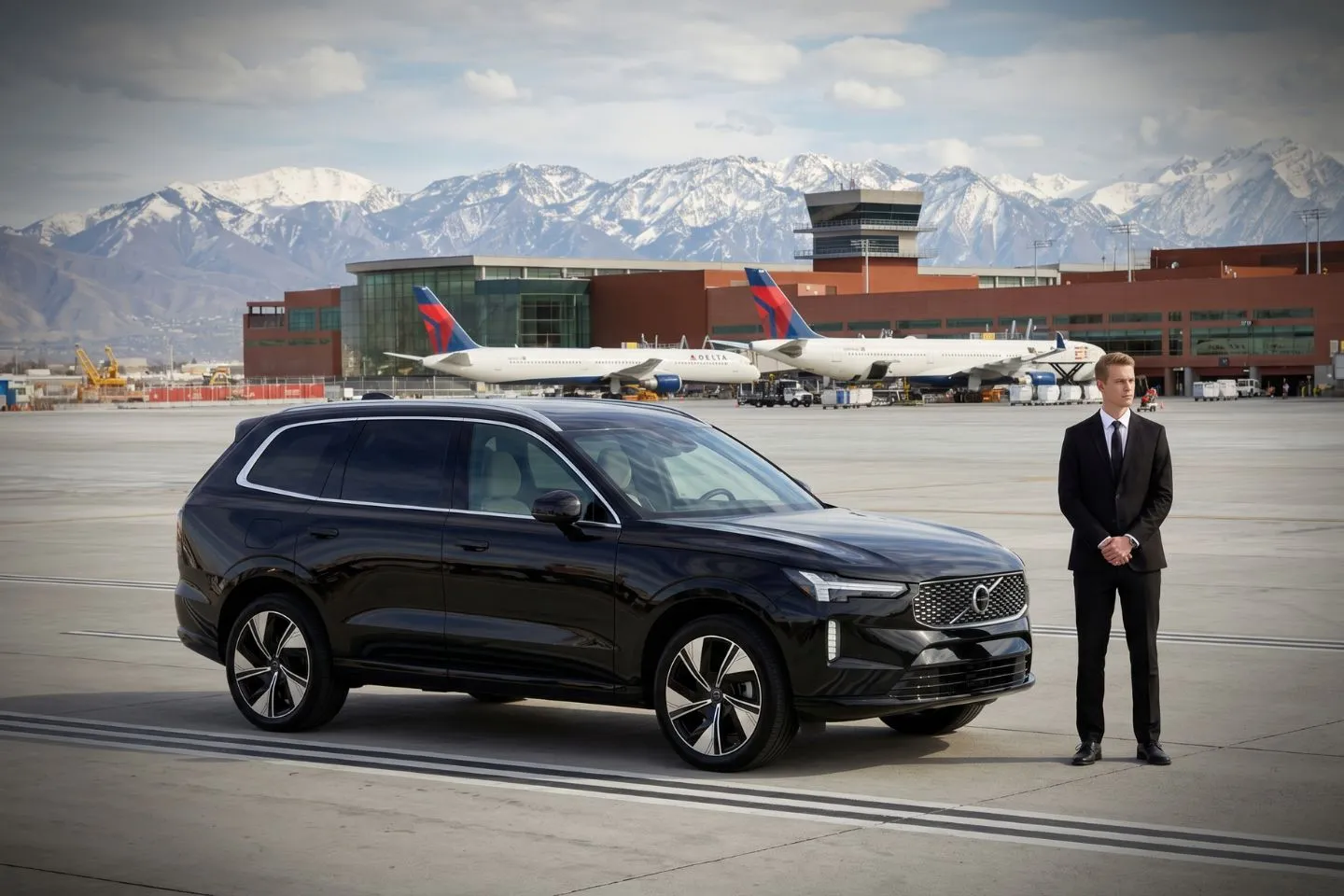 Salt Lake City International (SLC) Airport Car Service Executive Mercedes Benz Sprinter van for ski group transfer from SLC airport to Snowbird Alta and Little Cottonwood Canyon