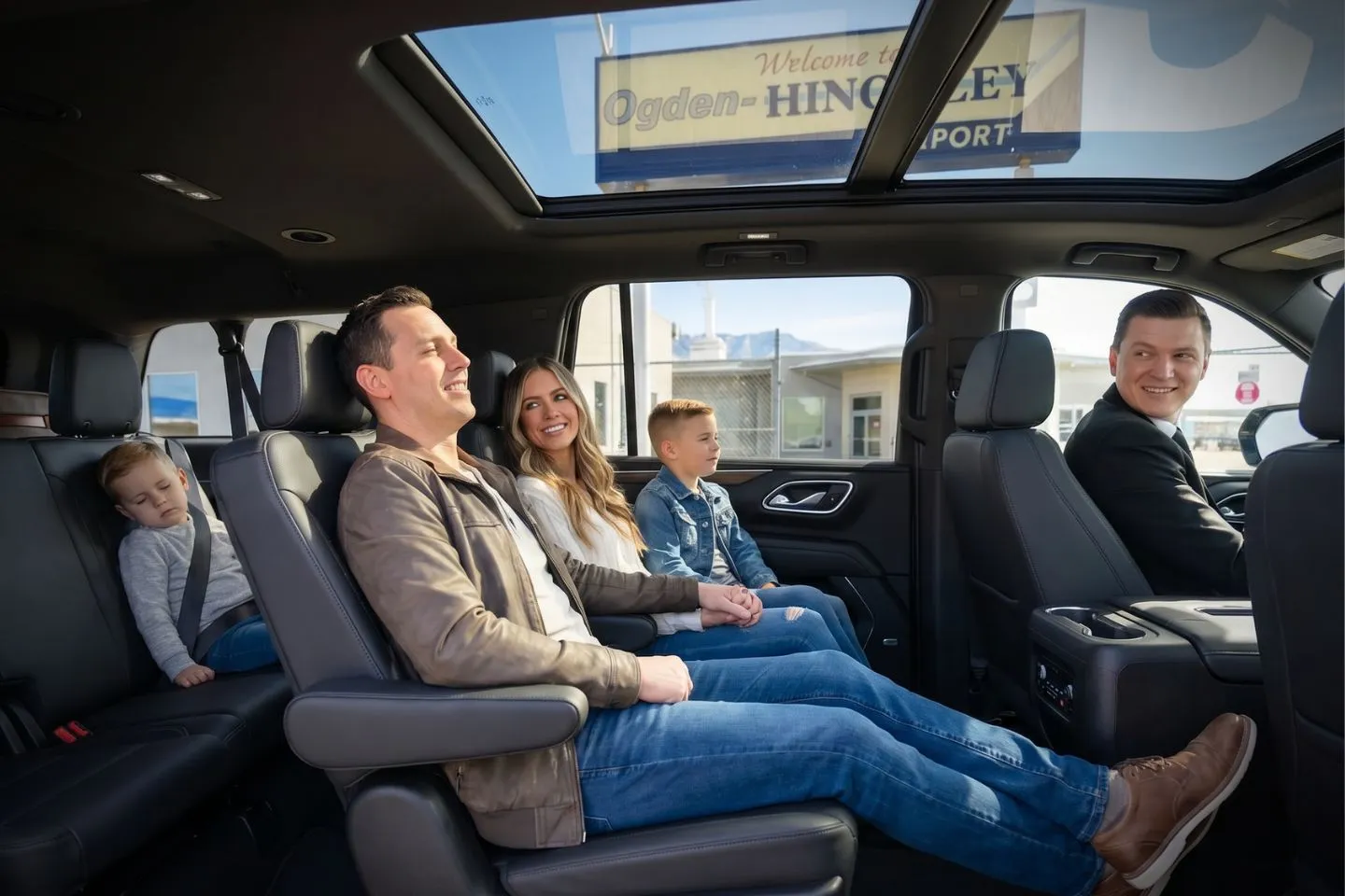 Ogden Hinckley (OGD) Airport Car Service Premium Cadillac Escalade providing Ogden OGD airport car service to Hill Air Force Base and the 388th Fighter Wing