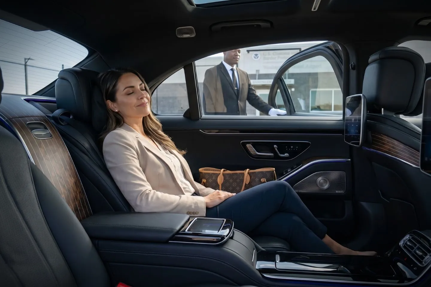 Waukegan National (UGN) Airport Car Service Mercedes Benz S Class offering Waukegan UGN airport transportation to Abbott Laboratories headquarters in Abbott Park