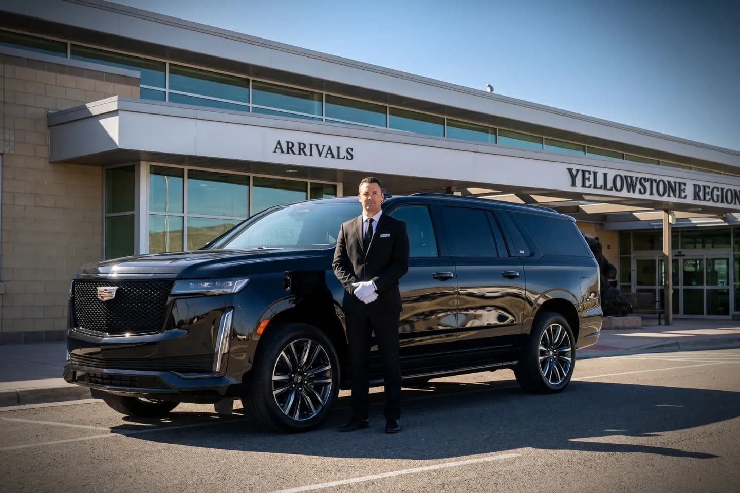 Yellowstone Regional (COD) Airport Car Service Premium SUV ready for COD airport pickup near Buffalo Bill Center of the West museum