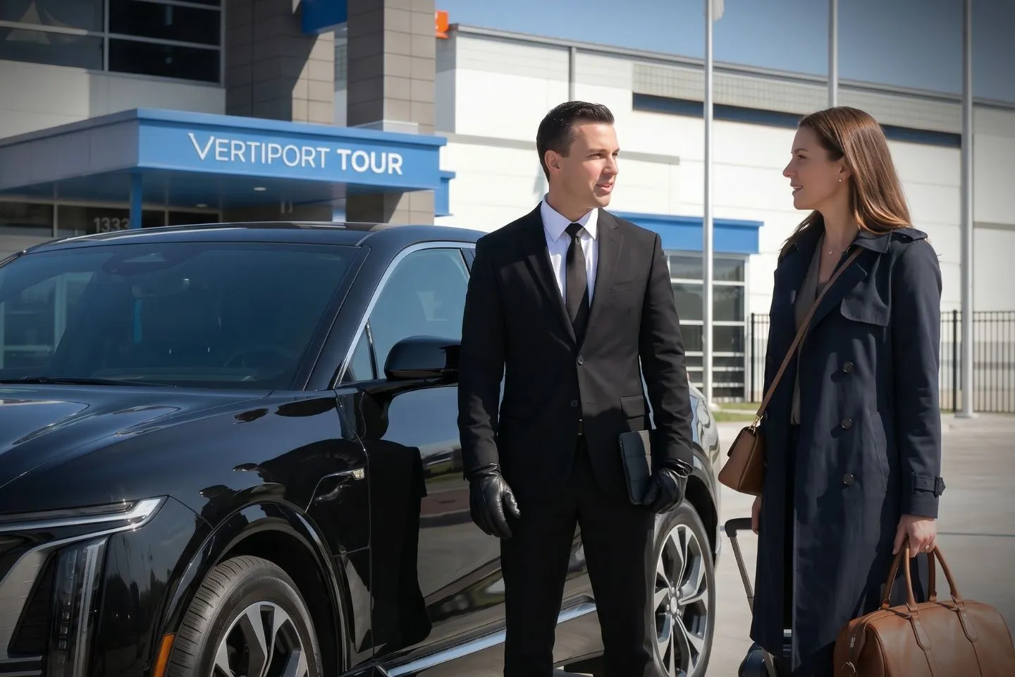 Chicago Vertiport (JTY) Airport Car Service Premium Cadillac Escalade providing Chicago Vertiport JTY ground service to the Loop and Magnificent Mile