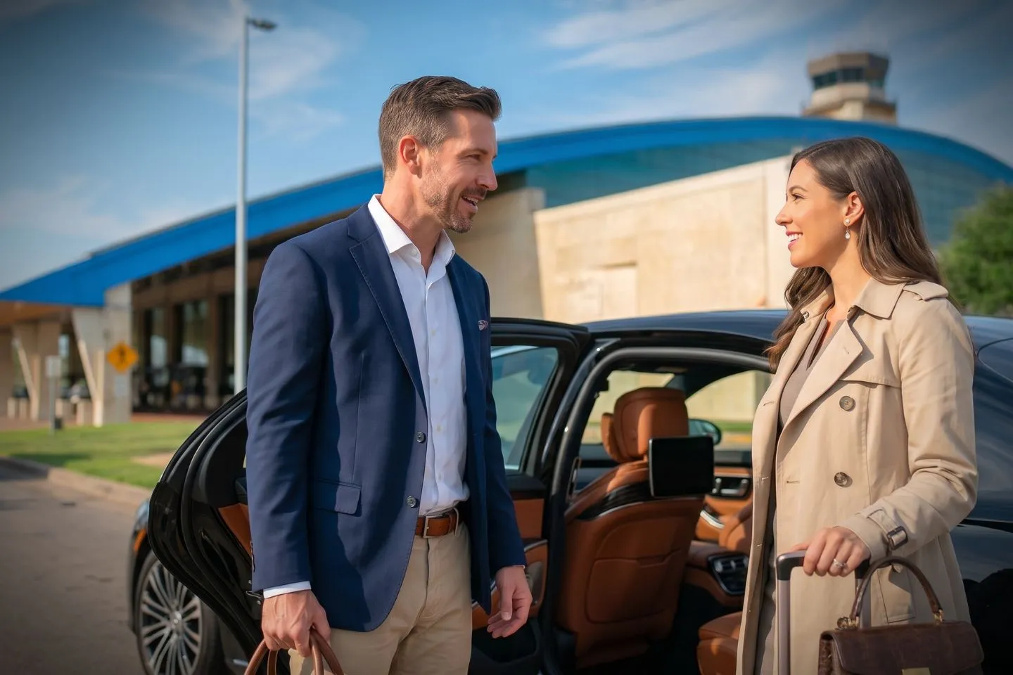 Laredo International (LRD) Airport Car Service Professional chauffeur greeting passenger at LRD baggage claim arrivals area