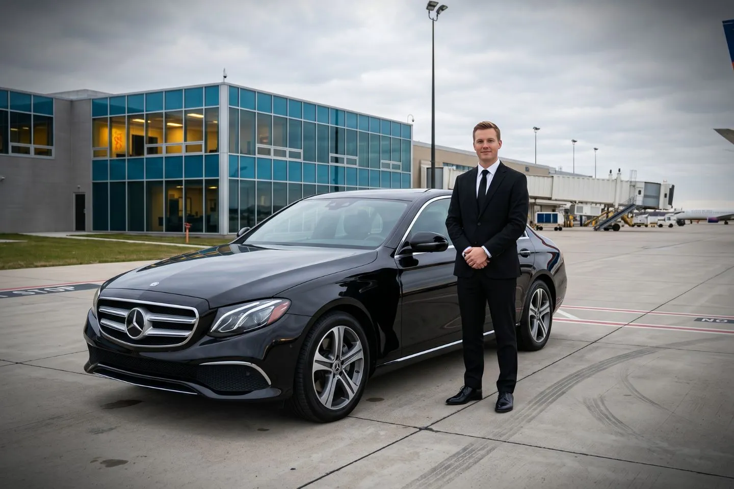 Springfield Abraham Lincoln Capital (SPI) Airport Car Service Black Cadillac Escalade chauffeured car at Springfield Lincoln Capital airport for ride to Memorial Medical Center and Springfield