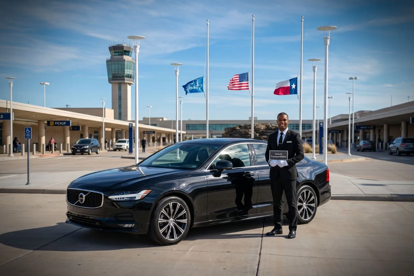 Wichita Falls Regional (SPS) Airport Car Service Premium SUV ready for SPS airport pickup near Sheppard Air Force Base in Wichita Falls