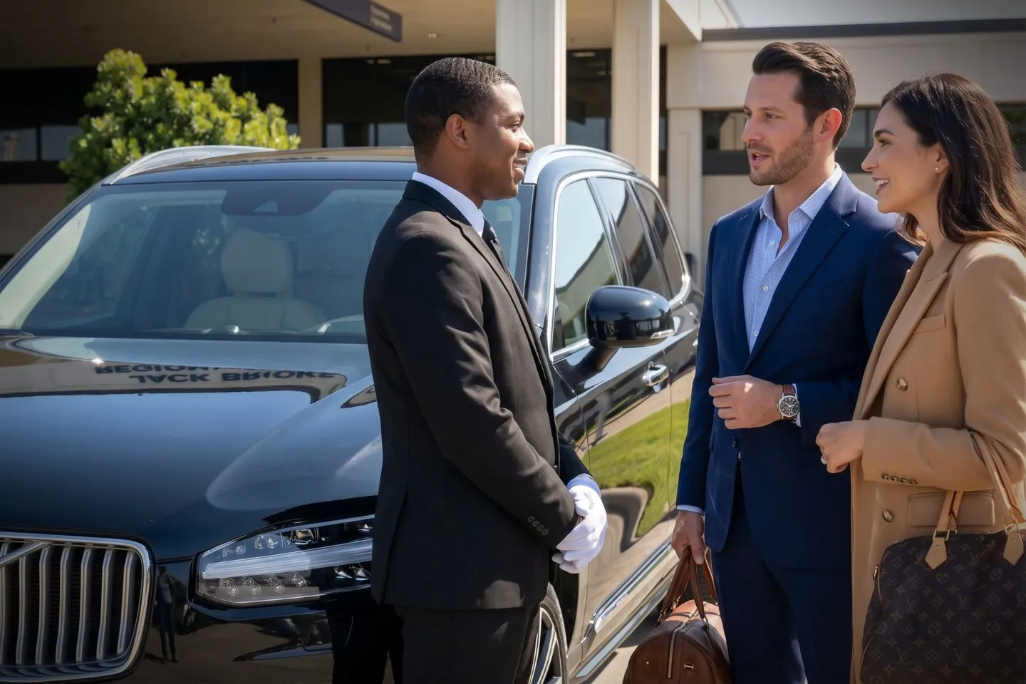 Jack Brooks Regional (BPT) Airport Car Service Professional chauffeur greeting passenger at BPT baggage claim arrivals area