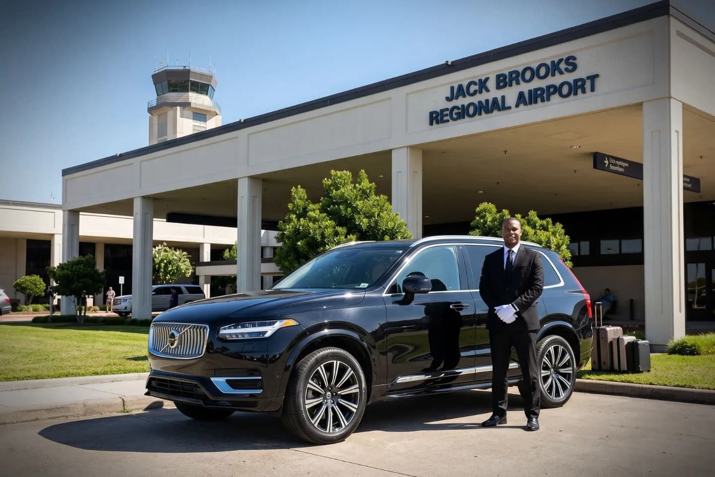 Jack Brooks Regional (BPT) Airport Car Service Premium SUV ready for BPT airport pickup near downtown Beaumont and Port Arthur