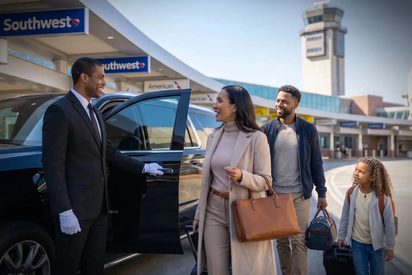 Manchester-Boston Regional (MHT) Airport Car Service Premium Cadillac Escalade providing Manchester Boston MHT airport car service to downtown Boston and the Seaport District